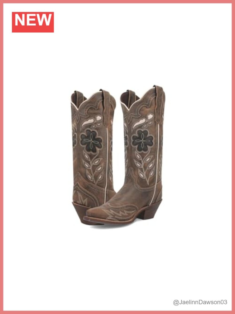 Laredo Zuri Cowboy Boots Leather Snip Toe Pull-On Western Boots